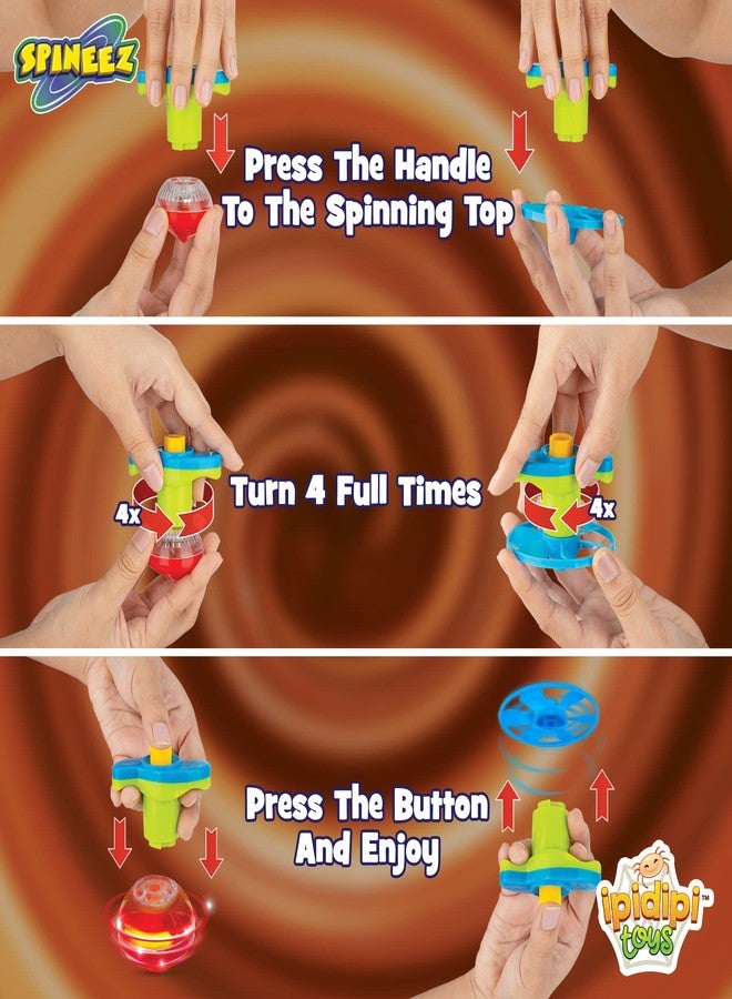 IPIDIPI TOYS ألعاب IPIDIPI TWAYS Spineez المضيئة على شكل صحن طائر - عبوة من 12 لعبة دوارة على شكل طبق طائر للأطفال - هدايا صغيرة للأطفال، هدايا حفلات أعياد الميلاد، جوائز مدرسية للأولاد والبنات - برتقالي - Image 2